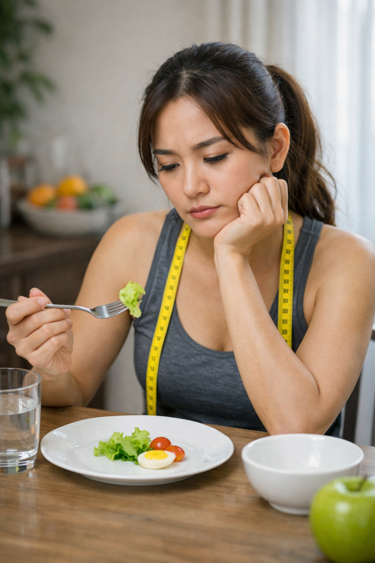 Ăn quá ít sau Tết khiến cơ thể thiếu năng lượng, dễ chóng mặt, tụt huyết áp và giảm hiệu suất tập luyện.