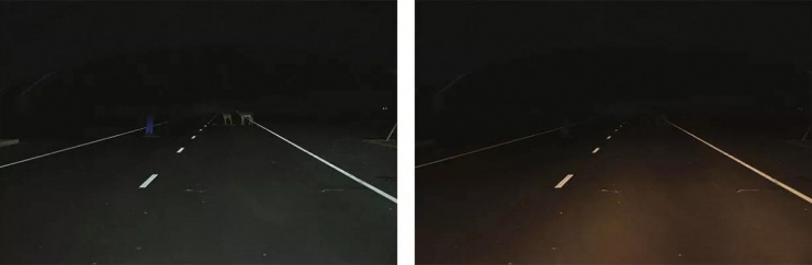 Hyundai Kona 2018-2021 với đèn pha LED (trái) và đèn halogen (phải)