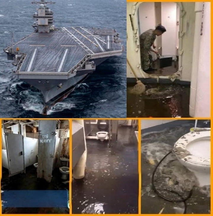 Hình ảnh sự cố vệ sinh trên tàu sân bay USS Gerald R. Ford. Ảnh X