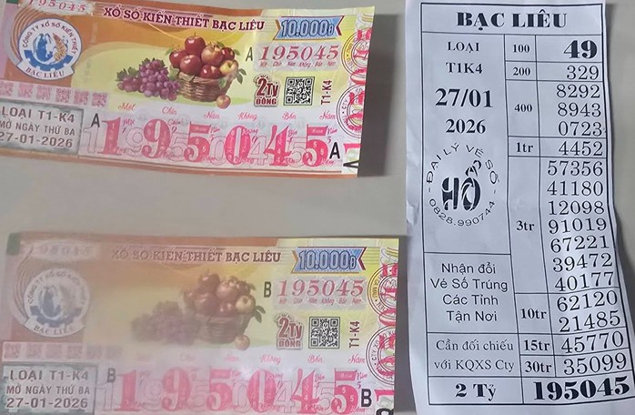 Giải độc đắc của vé số Bạc Liêu liên tục "nổ" tại đại lý vé số Hổ. Ảnh: ĐLVS Hổ