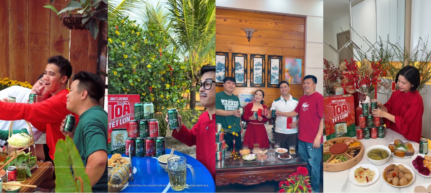 Loạt nghệ sĩ, nhà sáng tạo nội dung truyền cảm hứng cho mọi người tham gia Thử thách “Một Lời Mời, Tỏa Tết Lớn” của Bia Saigon
