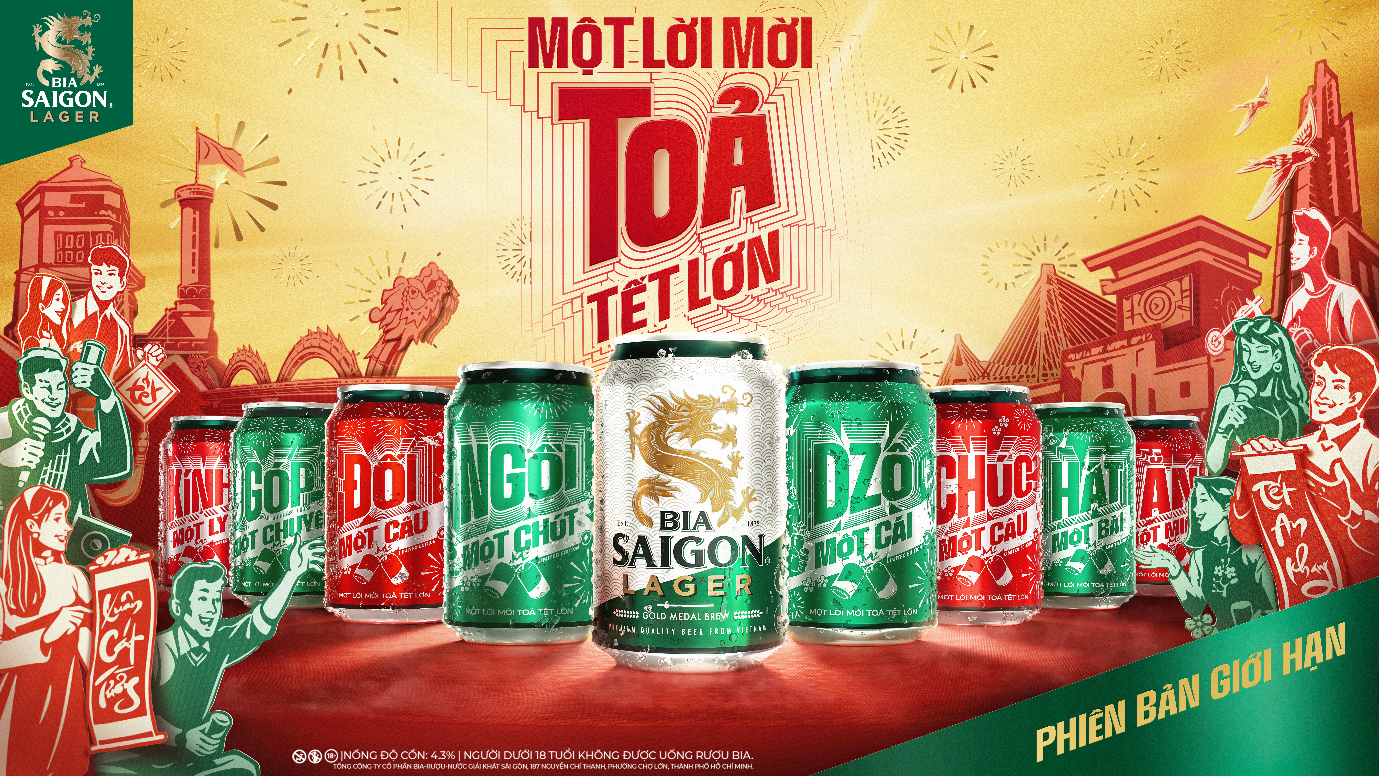 Bộ sưu tập 8 lon bia lấy cảm hứng từ những lời mời được Bia Saigon ra mắt mùa Tết này