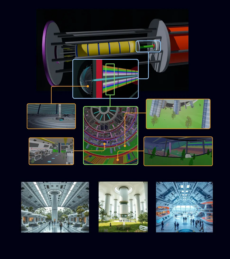 Minh họa về cấu trúc 5 lớp và lõi trung tâm của dự án tàu vũ trụ Chrysalis.