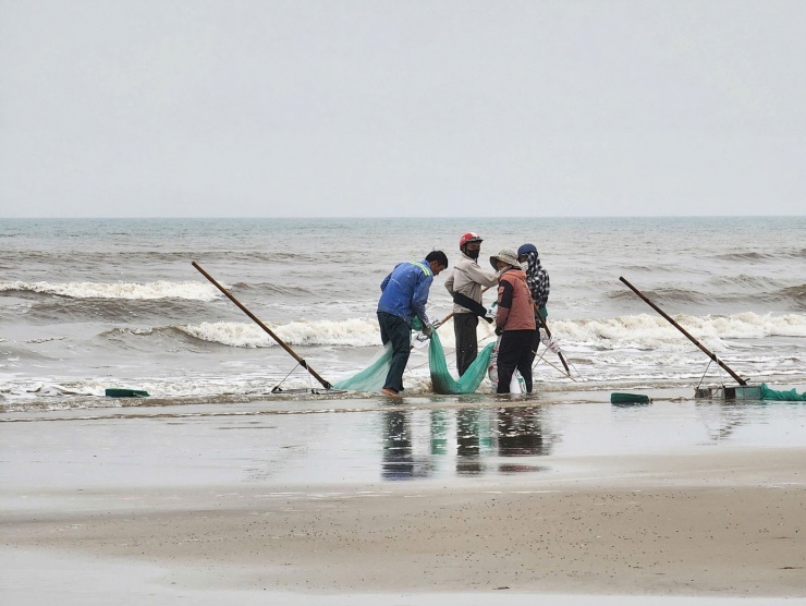 Để cào ốc, người dân mang theo cào tre, bao tải tập trung thành từng nhóm nhỏ lội ra khu vực cách bờ khoảng 5-20 m, nơi mực nước sâu chừng 20-50 cm để thu hoạch.