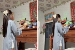 Tranh cãi gay gắt quanh bức ảnh cô gái mặc áo tràng, quần ngắn thắp hương