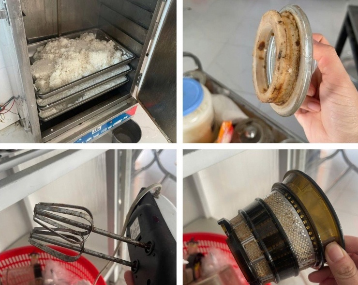 Một số hình ảnh được phụ huynh ghi lại về việc chưa đảm bảo vệ sinh an toàn thực phẩm ở khu vực nhà bếp.