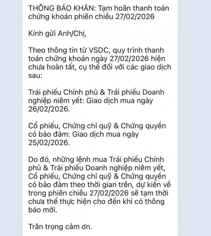 Trích thông báo giao dịch trong hội nhóm chứng khoán.
