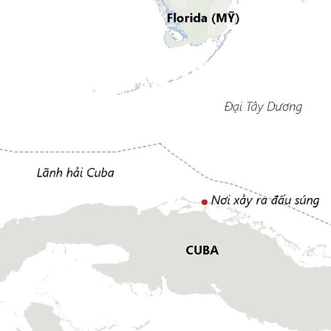 Vị trí xảy ra đấu súng ngày 25/2. Nguồn: Bộ Nội vụ Cuba