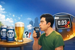 Uống bia 0 độ, thổi nồng độ cồn có lên?