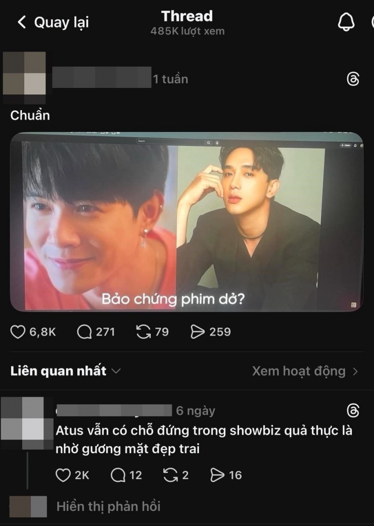 Bài viết gây tranh luận về Anh Tú Atus trên Threads nhận tương tác lớn.