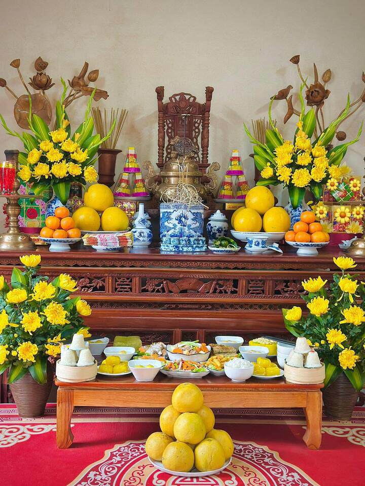 Gợi ý mâm lễ cúng rằm tháng Giêng đầy đủ, trang trọng. (Ảnh: Đỗ Thu Ngọc)