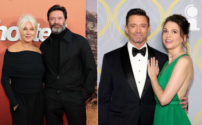 Hugh Jackman bên vợ cũ, Deborra-Lee Furness (trái) và người tình hiện tại Sutton Foster.