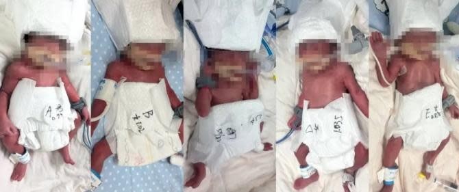 5 em bé hiện được chăm sóc tích cực tại bệnh viện. Ảnh: Global Times