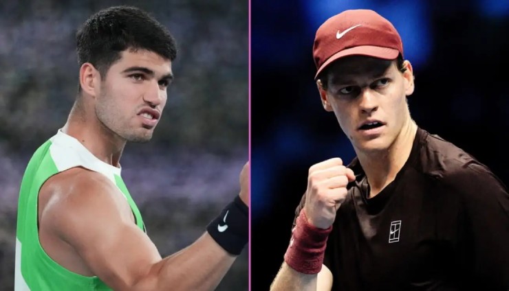 Tháng 3 là thời điểm, Alcaraz (bên trái) chịu nhiều áp lực hơn Sinner (bên phải)