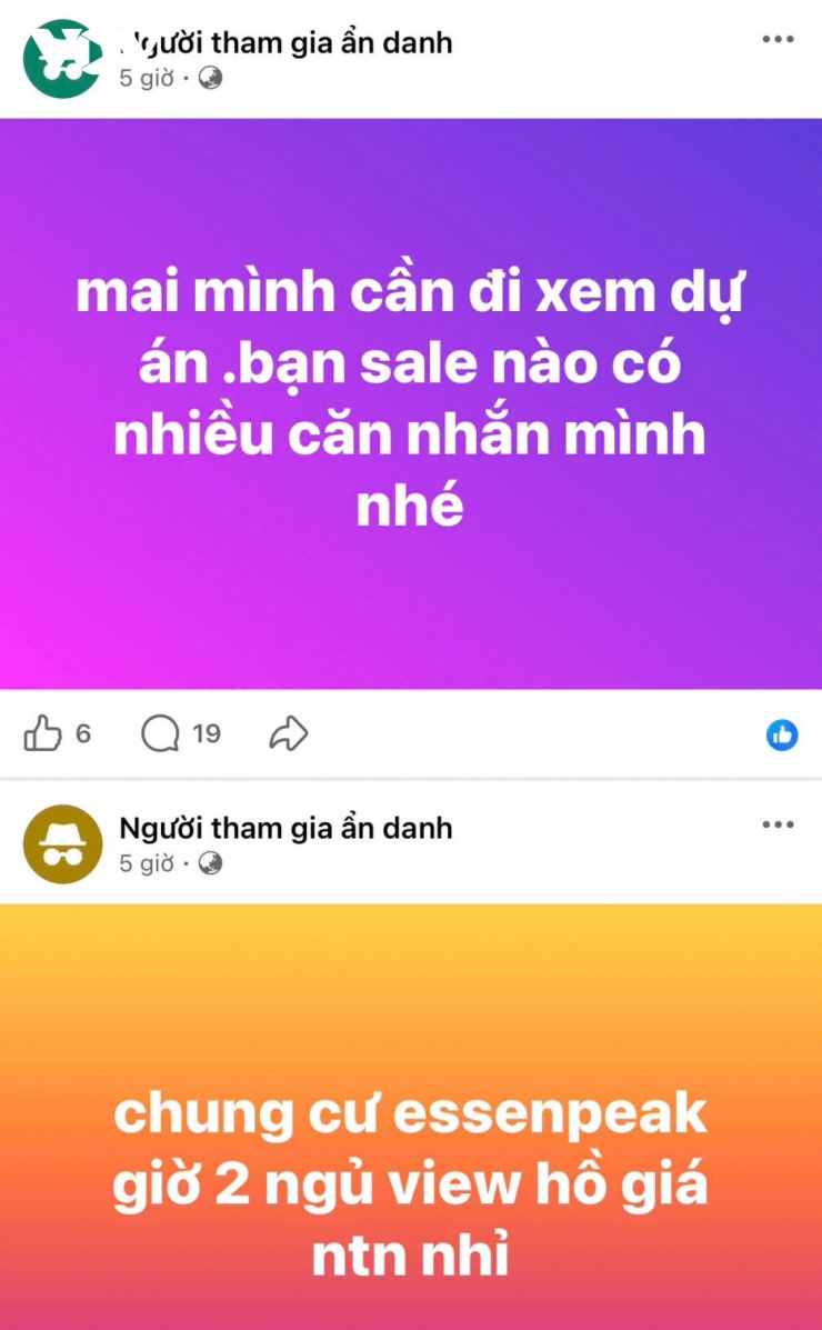 Mới tuần đầu sau Tết đã có nhiều người đăng tin tìm hiểu dự án và đi xem nhà. (Ảnh chụp màn hình).