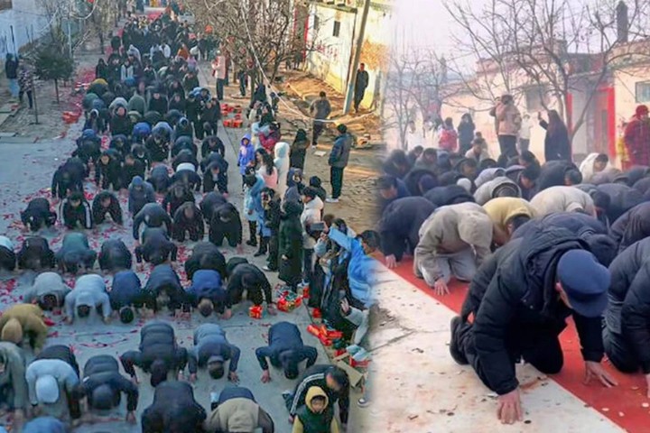 Hàng trăm người đàn ông lễ bái còn phụ nữ thì không được tham gia.