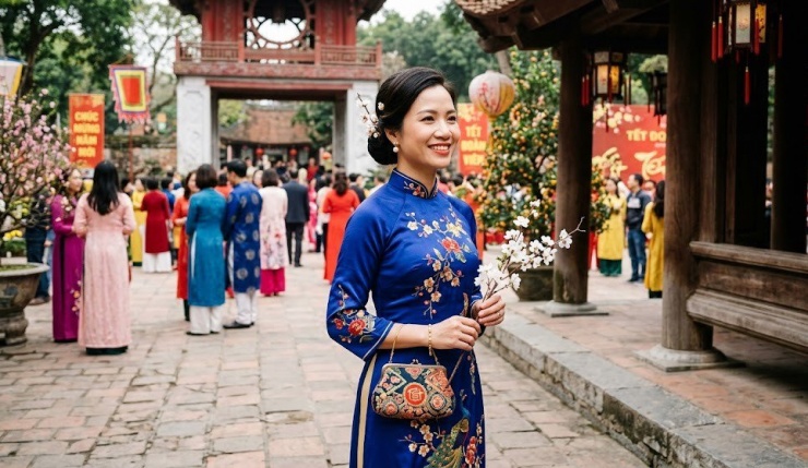 Kiểu tóc búi thấp sang trọng, gọn gàng và khoe được rất phù hợp khi du Xuân.