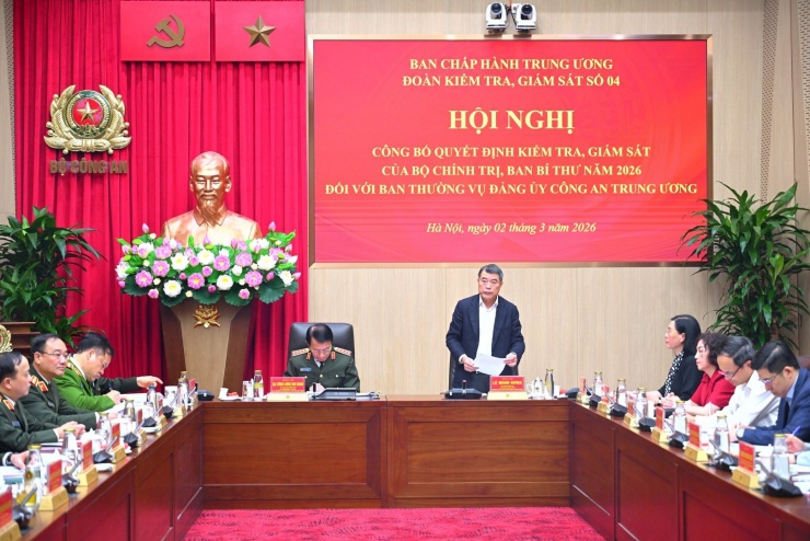 Trưởng Ban Tổ chức Trung ương Lê Minh Hưng phát biểu tại hội nghị. Ảnh: Bộ Công an