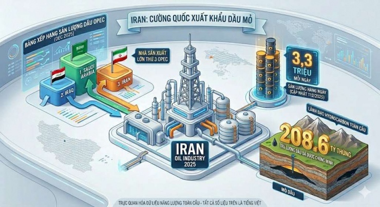 Iran sở hữu một trong những trữ lượng dầu và khí đốt lớn nhất thế giới. Ảnh AI