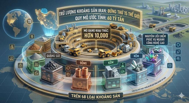 Iran chứa mỏ khoáng sản khổng lồ. Ảnh AI