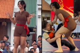 Cô gái tập gym thân hình nóng bỏng, lên sới vật hạ đối thủ kiếm bộn tiền