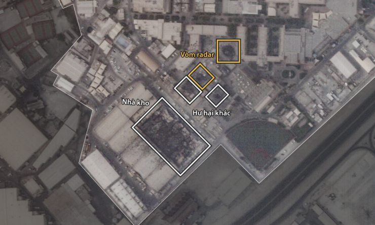Khoảnh khắc tên lửa Iran tập kích căn cứ Hạm đội 5 hải quân Mỹ hôm 28/2. Video: X/AMK Mapping