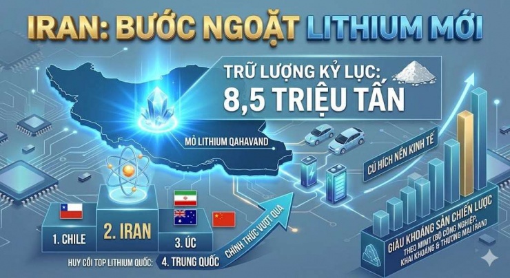 Iran có mỏ Lithium lớn thứ hai thế giới.&nbsp;