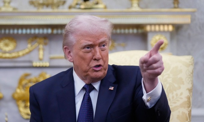 Tổng thống Mỹ Donald Trump trong cuộc gặp với Thủ tướng Đức Friedrich Merz tại Phòng Bầu dục, Nhà Trắng, hôm 3/3. Ảnh: AP