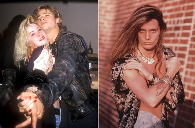 Christina Applegate quên ngay Brad Pitt (trái) để chạy theo rocker Sebastian Bach (phải). Ảnh: Wire/ Redferns