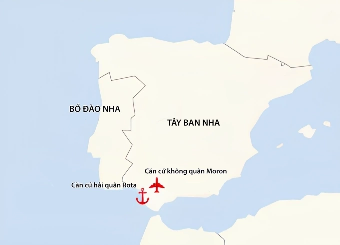 Vị trí hai căn cứ đồn trú của Mỹ tại Tây Ban Nha. Đồ họa: CSIS