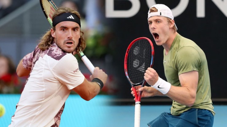 Shapovalov (bên phải) thường chơi tốt trước&nbsp;Tsitsipas (bên trái) ở mặt sân cứng