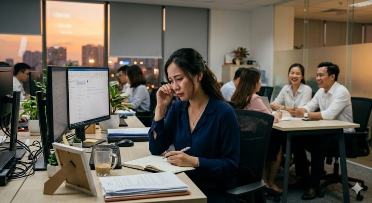 Dù đã chia tay nhưng ngày nào tôi cũng chạm mặt người yêu cũ ở nơi làm việc (Ảnh minh họa, nguồn: AI)