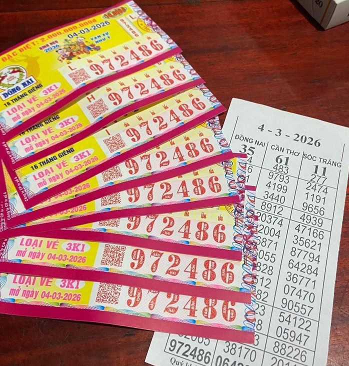 8 vé Đồng Nai trúng độc đắc được đổi tại tỉnh Tây Ninh. Ảnh: ĐLVS Cẩm Huyền