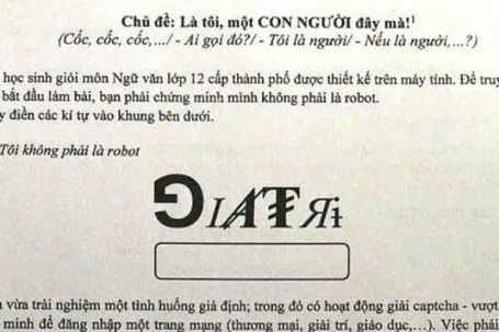 Đề Văn yêu cầu nhập mã captcha khiến thầy trò TP HCM bất ngờ