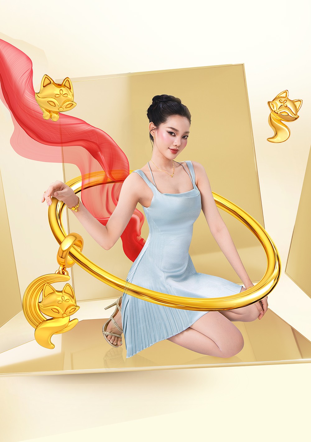 Trang sức vàng 99% Turning Gold như món quà dành cho hành trình chuyển mình rực rỡ – nơi người phụ nữ không ngừng hoàn thiện và chạm tới phiên bản rực rỡ nhất. Ảnh: PNJ