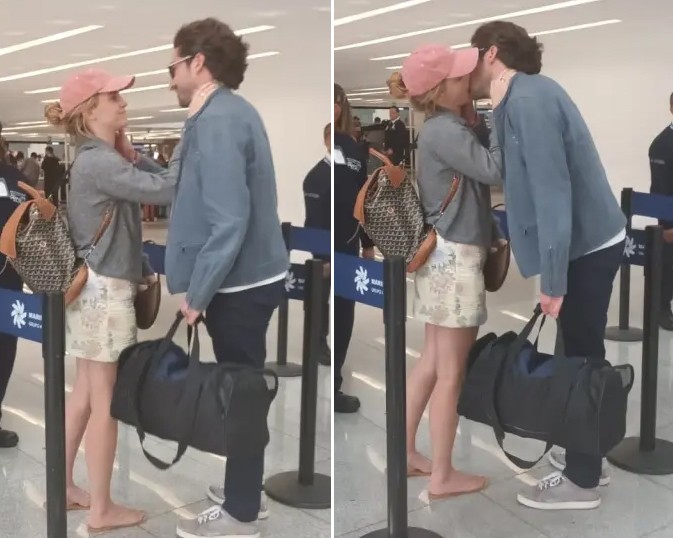 Emma Watson và Gonzalo Hevia Baillères tình tứ ở sân bay. Ảnh: Backgrid