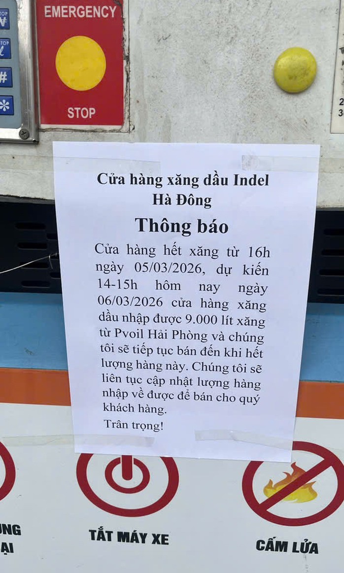 Thông báo bán hàng trở lại của cửa hàng xăng dầu Indel Hà Đông
