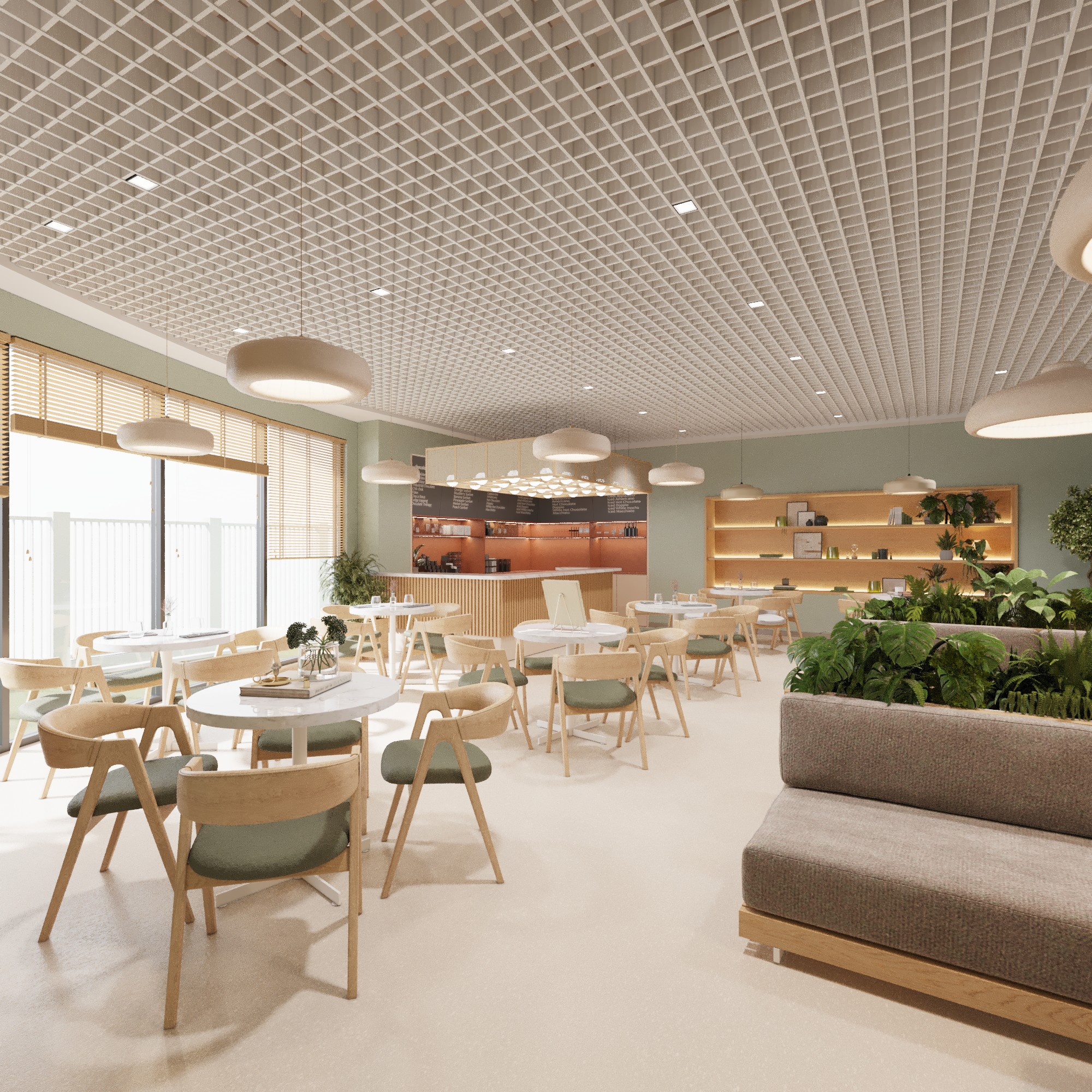 Tổ hợp phòng học nghề thực tiễn, gồm siêu thị mini và không gian cà phê mô phỏng, giúp học sinh rèn luyện các kỹ năng nghề nghiệp cơ bản trong lĩnh vực dịch vụ như pha chế, phục vụ và vận hành quầy hàng, qua đó chuẩn bị cho các vị trí việc làm phù hợp trong tương lai.