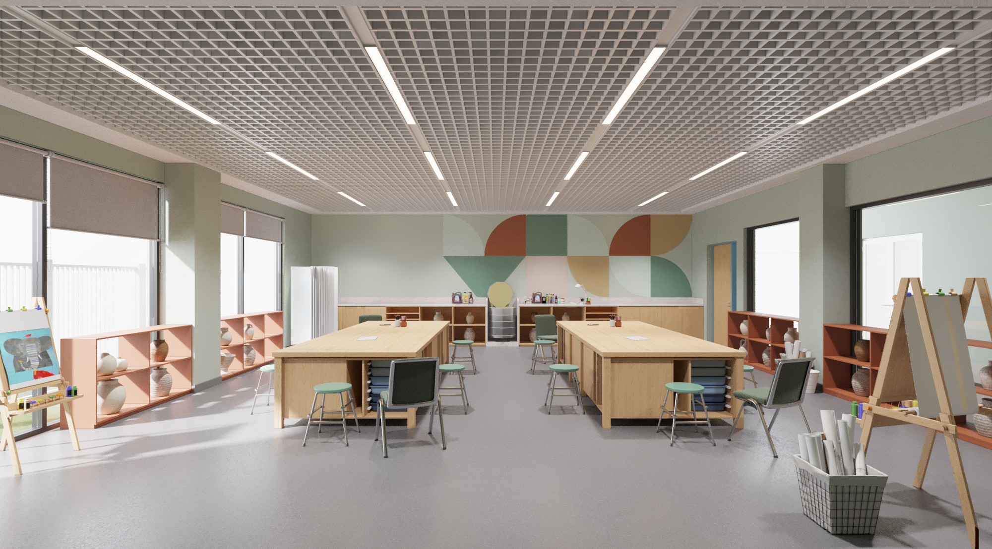 Xưởng thủ công - không gian đa năng, vừa phục vụ các môn học STEM và nghệ thuật, vừa là môi trường thực hành nghề thủ công, giúp học sinh học qua làm, từng bước rèn luyện kỹ năng thao tác, sự tự tin và niềm vui lao động, trong một môi trường an toàn và được hỗ trợ phù hợp.