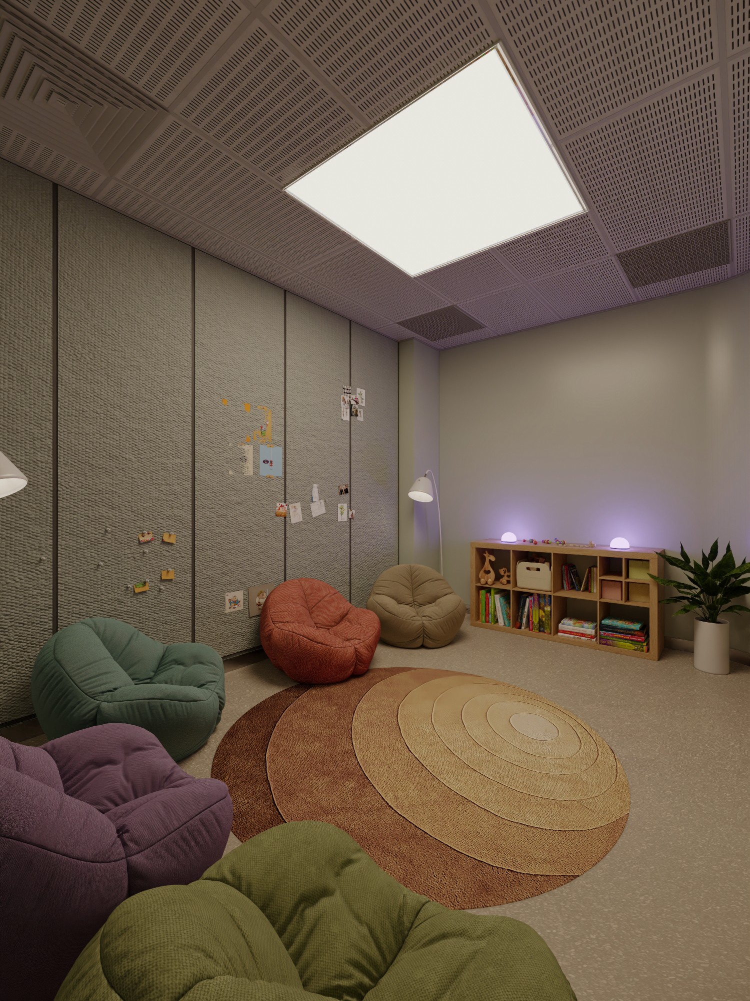 Phòng yên tĩnh giúp học sinh tự điều chỉnh cảm xúc, tránh bị quá tải bởi âm thanh hoặc khu vực đông người.