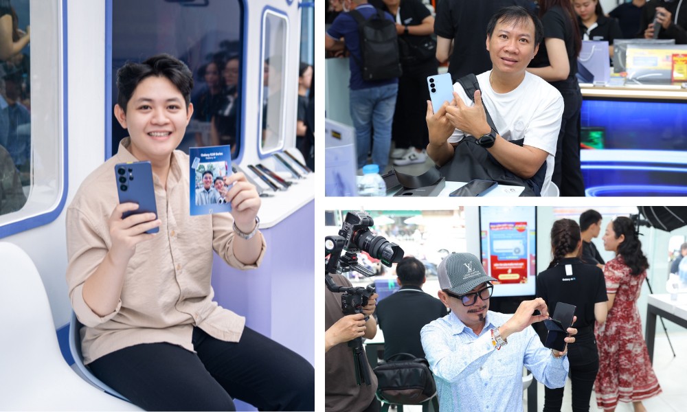 Những chủ nhân đầu tiên của Samsung Galaxy S26 Series hào hứng “đập hộp” và “trên tay” ngay tại cửa hàng.