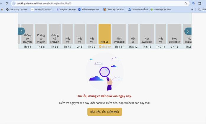 Vé máy bay của Vietnam Airlines đi Đức không còn chỗ nhiều ngày trong tháng 3