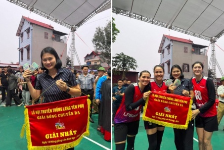 Hoa khôi Kim Huệ và dàn chân dài bóng chuyền "đếm tiền mỏi tay" khi vô địch hội làng