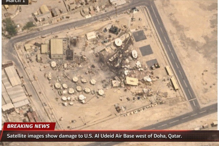 Hình ảnh cho thấy những hư hại bên trong căn cứ AI Udeid ở Qatar. Ảnh X