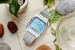 Casio tung đồng hồ hoài cổ giá rẻ với mặt số xanh băng giá