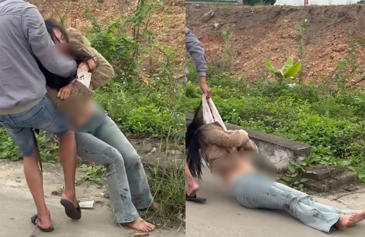 Hình ảnh cô gái bị người đàn ông kéo lê trên đường khiến người dùng mạng xã hội phẫn nộ.