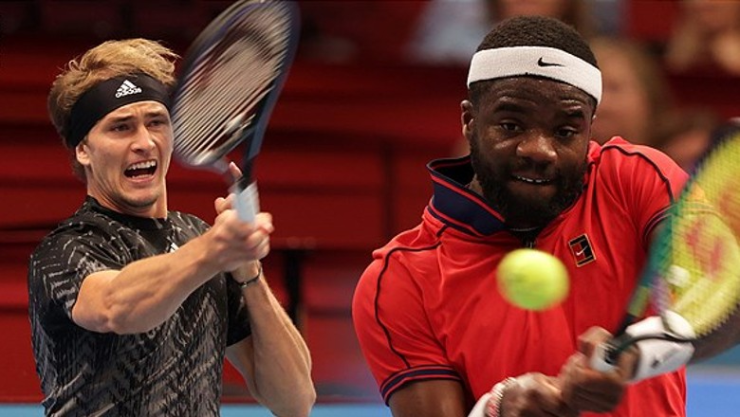 Zverev (bên trái) rất thích gặp&nbsp;Tiafoe (bên phải)