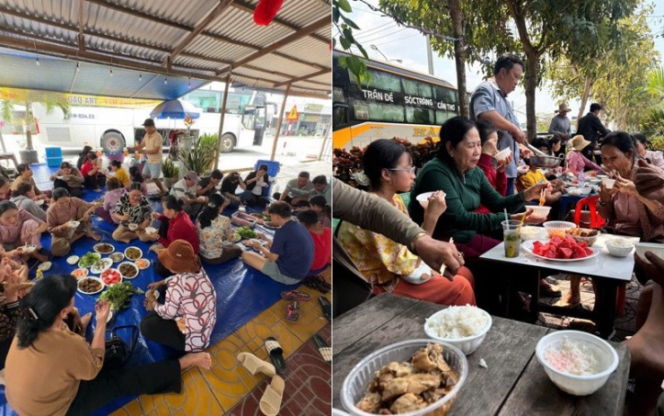 Khoảnh khắc đại gia đình quây quần ăn uống trong chuyến du xuân&nbsp;