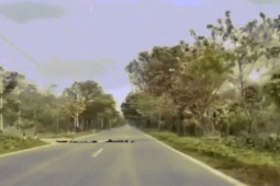 4 đứa trẻ nằm giữa đường giả làm  ' gờ giảm tốc '  khiến tài xế hoảng hốt