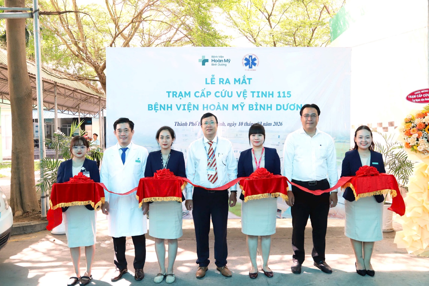 Bệnh viện Hoàn Mỹ Bình Dương ra mắt Trạm Cấp cứu Vệ tinh 115. Ảnh: HM